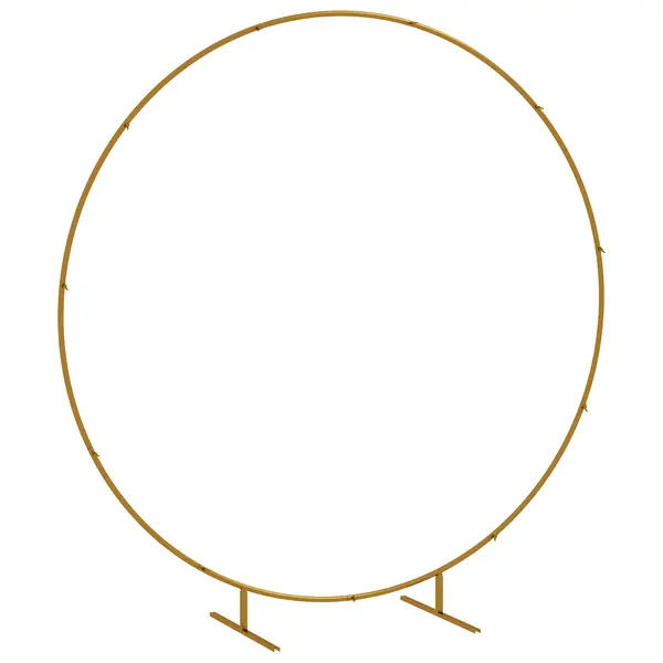 Outsunny Arc de Grădină din Oțel Auriu – Arc Decorativ Rotund pentru Baloane, Plante Cățărătoare, Flori – Pentru Nunți, Aniversări, Ceremonii – 2,24 m | Aosom Romania