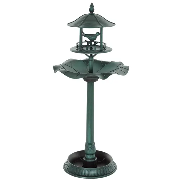Outsunny Bain d'oiseaux Adăpător pentru Păsări ghiveci 3 în 1 Ø 50 x 113 cm polipropilenă verde-grizonat | Aosom Romania