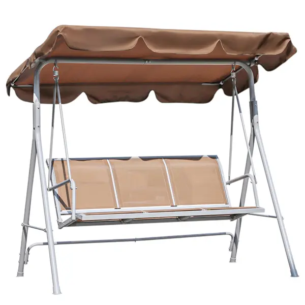 Outsunny Balansoar de Gradina 3 Locuri Schelet in Metal Maro 171x108x154cm | Aosom Romania