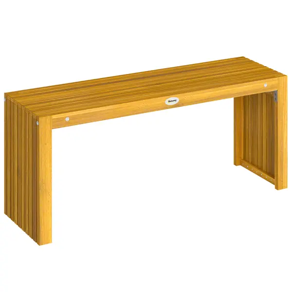 Outsunny Bancă de grădină din lemn 2 locuri 110 cm cu șezut cu lamele Capacitate 240 kg pentru patio, pridvor, parc, natural | Aosom Romania