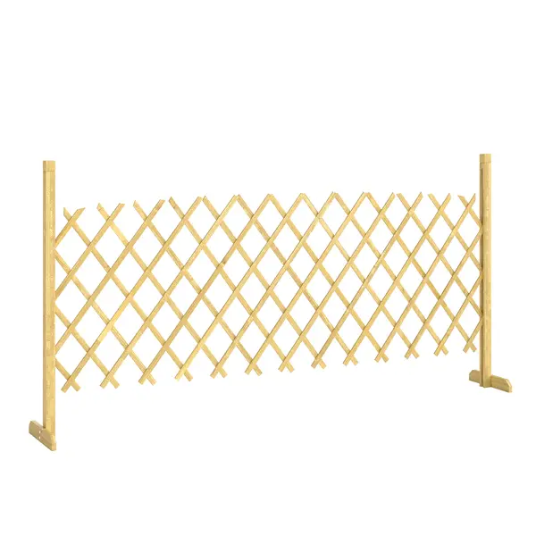 Outsunny Barieră extensibilă din lemn de brad 180 cm, bază stabilă, pentru interior exterior balcon grădină, 180x30x90cm, natural | Aosom Romania