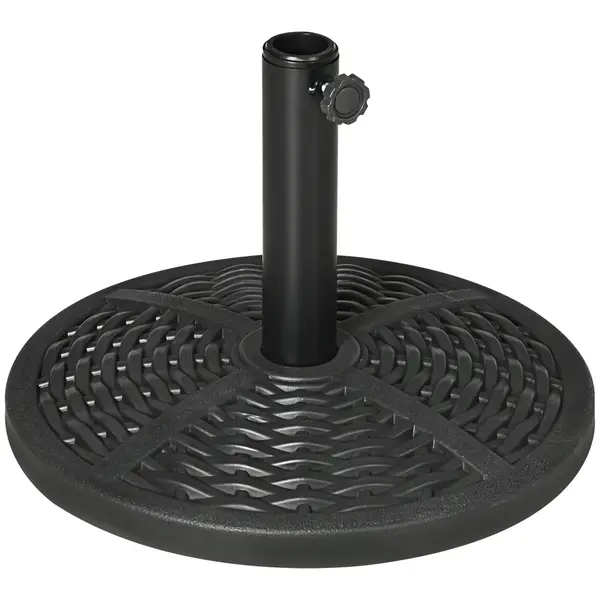Outsunny Bază de Umbrelă de Grădină Rotundă, Efect de Ratan, Greutate 9,5 kg, Ø45cm, Negru | Aosom Romania