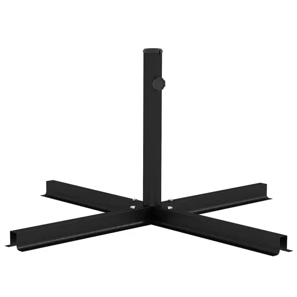 Outsunny Bază în Cruce pentru Umbrelă cu Stâlpi de Ø38/48 mm și Șurub Lateral, 100x100x75 cm, Negru | Aosom Romania