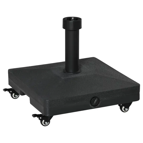Outsunny Bază Mobilă pentru Umbrele de Soare, HDPE Portabil, Compatibilă cu Stâlpi Ø38-48mm, 45x45x39cm, Negru | Aosom Romania