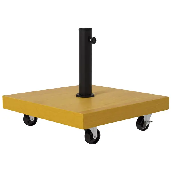 Outsunny Bază pentru Umbrelă cu Bară de 34/38/48mm din Metal şi Ciment cu Roţi cu Frână, 45x45x36.5 cm, Galben | Aosom Romania