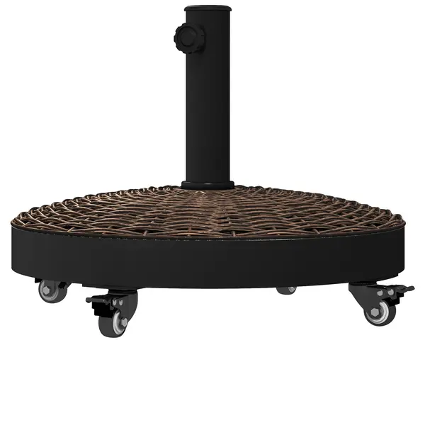 Outsunny Bază pentru Umbrelă de Grădină Rotundă cu 4 Roți și Frâne, Ø52x41 cm, Bronz | Aosom Romania