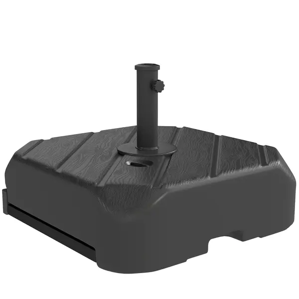 Outsunny Bază pentru umbrelă pe roți, umplere cu 45 kg apă / 72 kg nisip, pentru stâlp Ø 38 și 48 mm, negru | Aosom Romania