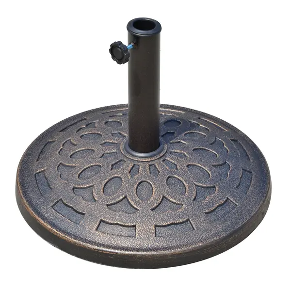 Outsunny Bază pentru Umbrelă, Stabilă, din Rășină, Design Atractiv, Φ48.5cm, pentru Stâlpi 38-48mm, Bronz | Aosom Romania