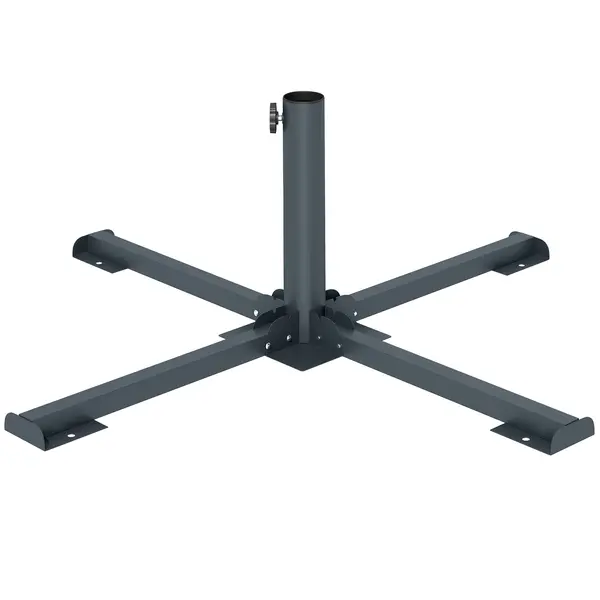 Outsunny Bază Pliabilă în Formă de Cruce pentru Umbrele de 38 mm și 48 mm, Suport Metalic Rezistent pentru Brazi de Crăciun, Umbrele de Grădină, Patio, Plajă, Gri Închis | Aosom Romania