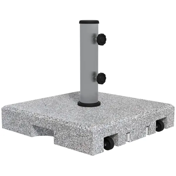 Outsunny Bază Umbrelă 28kg din Granit, Suport cu Maner Extensibil și Roți, 41x41x37.5cm, Gri | Aosom Romania