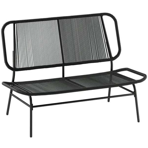 Outsunny Canapea din Ratan, Banchetă pentru Exterior, 2 Locuri, pentru Terasă | Aosom Romania