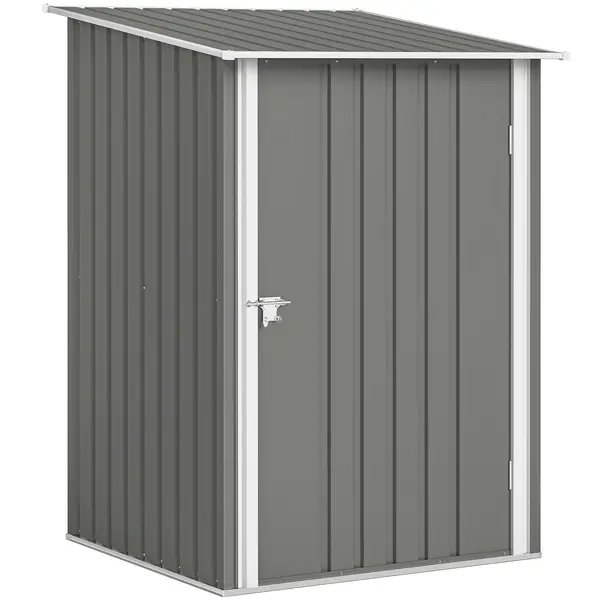 Outsunny Căsuță de Grădină 0.92m² din Oțel Galvanizat, Capann pentru Unelte cu Ușă Blocabilă, Acoperiș Înclinat, 100x104x160 cm, Gri | Aosom Romania
