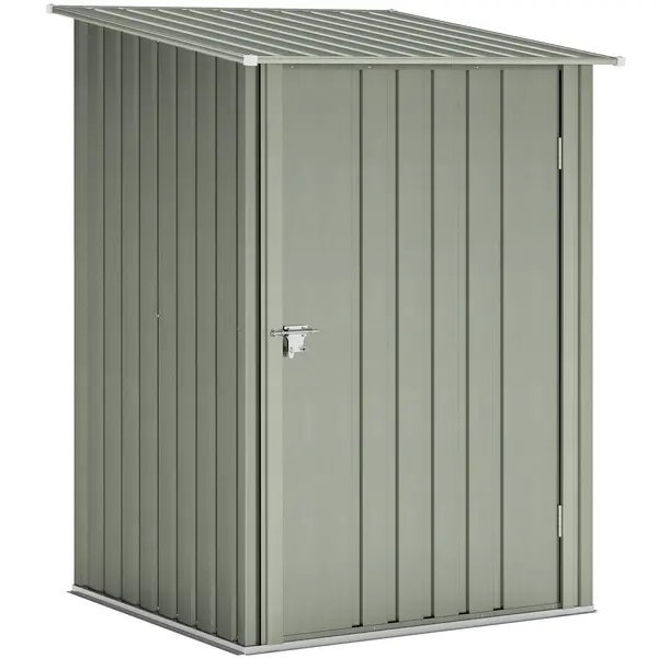 Outsunny Căsuță de Grădină 0,92m² din Oțel Galvanizat, Căsuță pentru Unelte cu Ușă Blocabilă și Acoperiș Înclinat, 100x104x160 cm, Argintiu Gri | Aosom Romania