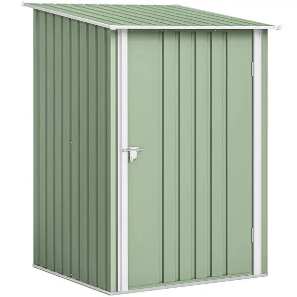 Outsunny Căsuță de Grădină 0,92m² din Oțel Galvanizat, Depozit pentru Unelte cu Ușă Blocabilă, Acoperiș Înclinat, 100x104x160 cm, Verde Deschis | Aosom Romania