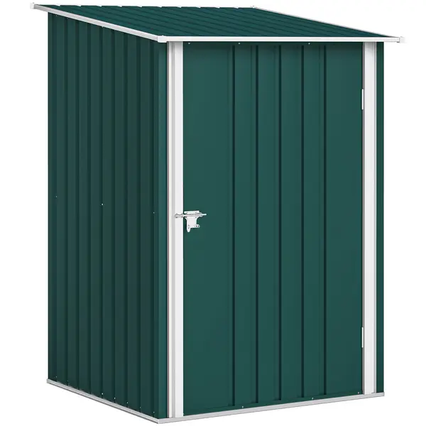 Outsunny Căsuță de Grădină 0,92m² din Oțel Galvanizat, Depozit pentru Unelte cu Ușă Blocabilă, Acoperiș Înclinat, 100x104x160 cm, Verde | Aosom Romania