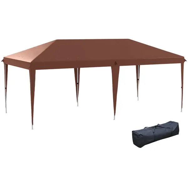 Outsunny Copertină 6 x 3 m cort de grădină pop-up pliabil sac inclus oțel epoxidic Oxford înaltă densitate maro | Aosom Romania