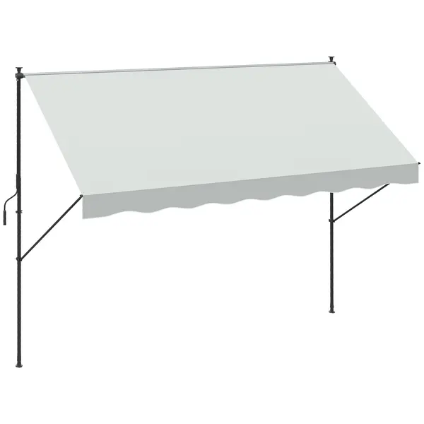 Outsunny Copertină Manuală Retractabilă 300x175x210-310 cm Reglabilă cu Manivelă Protecție Solară UV40+ pentru Balcon Terasă Crem | Aosom Romania
