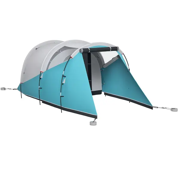 Outsunny Cort de camping familial pentru 4-5 persoane, cort tip tunel impermeabil, 2 uși ferestre, ventilat 4,6 x 2,6 x 1,9 m, albastru | Aosom Romania