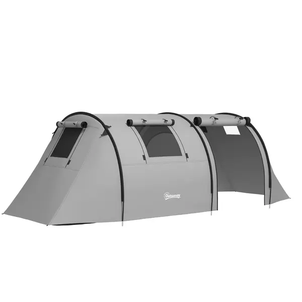 Outsunny Cort de camping pentru 3-4 persoane, cu 1 cameră și 1 salon, impermeabil, ușor de transportat cu geantă inclusă | Aosom Romania