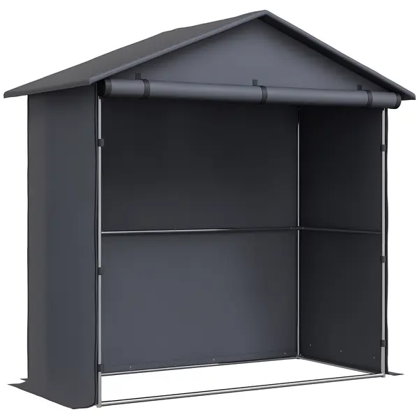 Outsunny Cort Garaj cu Intrare Rulabilă, Corzi și Țăruși, 1.1x2 m, Gri Închis | Aosom Romania