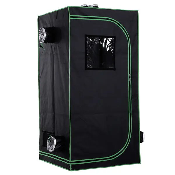 Outsunny Cort Hidroponic din Oxford 600D cu 5 Orificii de Ventilație Reglabile și Fereastră, 80x80x160 cm, Negru | Aosom Romania