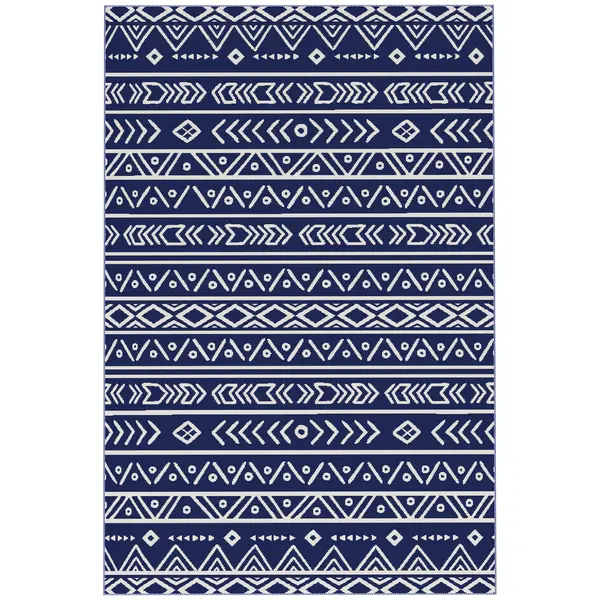 Outsunny Covor Reversibil pentru Exterior, Impermeabil, din Paie de Plastic, 182x274 cm, Albastru | Aosom Romania