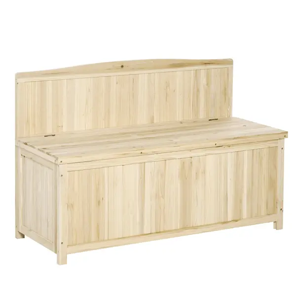Outsunny Cufar container pentru Extern din Lemn de Brad Natural cu Spatar | Aosom Romania
