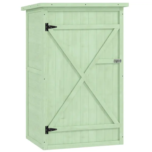 Outsunny Dulap grădină din lemn magazie pentru unelte cu raft ușă încuiabilă placă de bază acoperiș în pantă din asfalt 75 x 56 x 115 cm | Aosom Romania