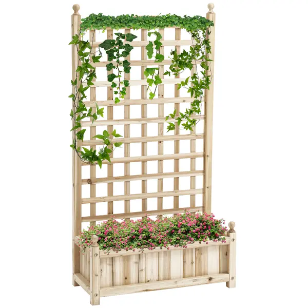 Outsunny Elegant Căsuță de flori cu Grilaj pentru Plante Cățărătoare din Lemn Natural | Aosom Romania