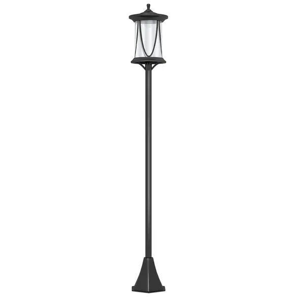 Outsunny Felinar Solar de Grădină și Alei cu Autonomie 6h, Montaj pe Sol, Felinar din ABS și Policarbonat, Rezistent la Apă IP44, pentru Terasă, Grădină, Alei, 17x17x127 cm, Negru | Aosom Romania