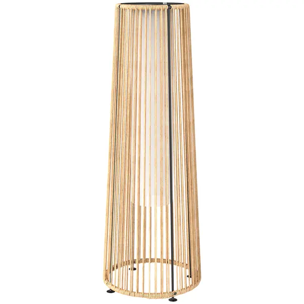 Outsunny Felinar Solar Exterior din Ratan Sintetic cu LED-uri Pornire și Oprire Automată Impermeabil Ø21,5x61 cm Natural | Aosom Romania