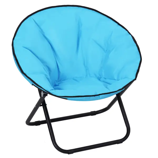 Outsunny Fotoliu Pliabil pentru Camping/Picnic, Șezut Umplut, Structură din Metal, Culoare Albastră, 80 x 80 x 75cm | Aosom Romania