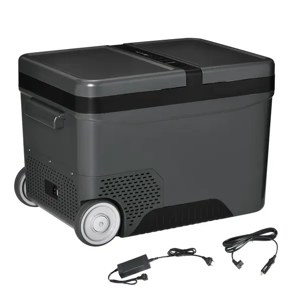 Outsunny Frigider Portabil Electric 35L cu Maner Telescopic și Roți, Ideal pentru Călătorii și Camping | Aosom Romania