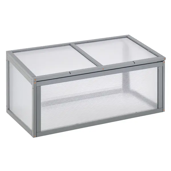 Outsunny Frühbeet Sopron din lemn și policarbonat 90 x 46 x 40 cm Șopron cu acoperire rezistentă la intemperii pentru grădină Plantbeet Gri | Aosom Romania