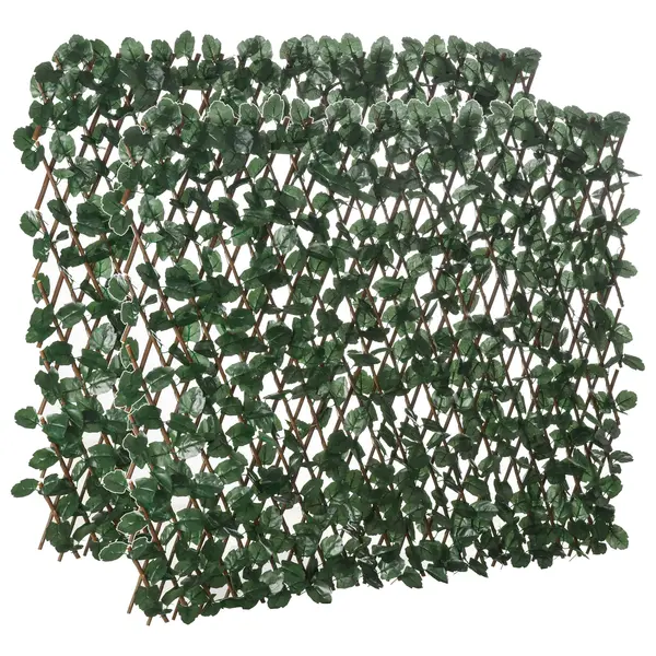 Outsunny Gard Artificial Extensibil cu 2 Secțiuni din Poliester și Ratan, 200x100 cm, Verde | Aosom Romania