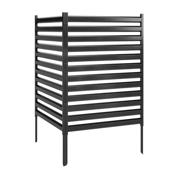 Outsunny Gard de grădină 2 panouri 91 x 152 cm metal gard de protecție vizuală cu stâlpi & capace de protecție rezistent la rugină Negru | Aosom Romania