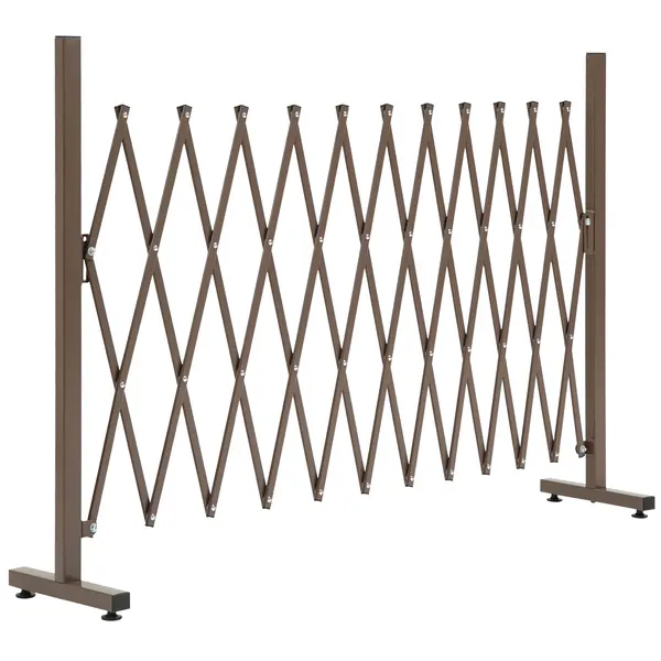 Outsunny Gard de Grădină cu Lățime Reglabilă, Gard de Grădină Multifuncțional din Metal și Aluminiu, 300x31x103,5 cm, Maro Închis