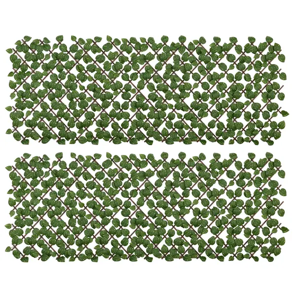 Outsunny Gard Decorativ Artificial, Protecție UV, Ideal pentru Intimitate în Spații Interioare/Exterioare, 200x100x8 cm, Verde | Aosom Romania