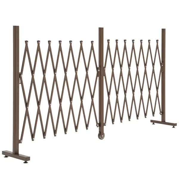 Outsunny Gard Extensibil Autoportant, Grilaj Flexibil din Oțel și Aluminiu, Pliabil, 52-405 cm, Maro Închis | Aosom Romania