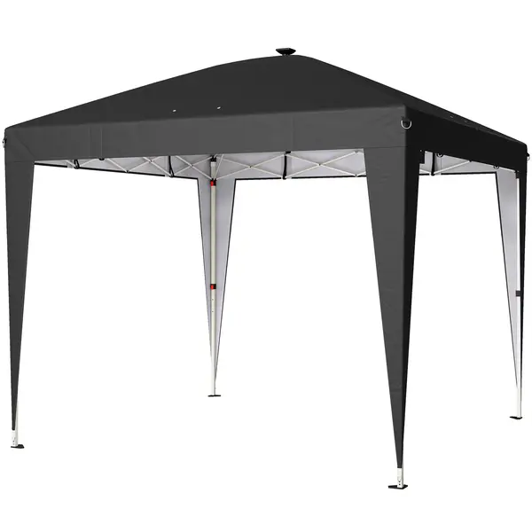 Outsunny Gazebo 3x3 m Pliabil Pop Up cu Înălțime Reglabilă, UV50+, Gazebo de Grădină cu Lumină Centrală și USB, Telecomandă, Geantă de Transport, pentru Exterior, Camping, Petreceri, Negru | Aosom Romania