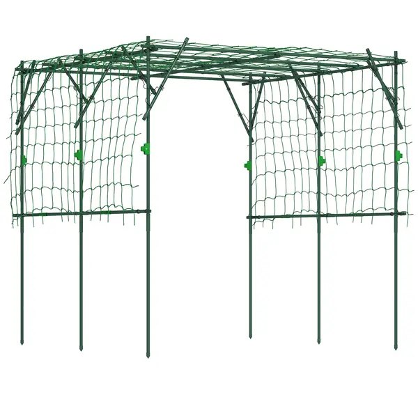 Outsunny Grilaj din oțel de introdus rezistent la rugină suport pentru plante cățărătoare spalier 223 x 223 x 223 cm arcadă pentru trandafiri Verde | Aosom Romania