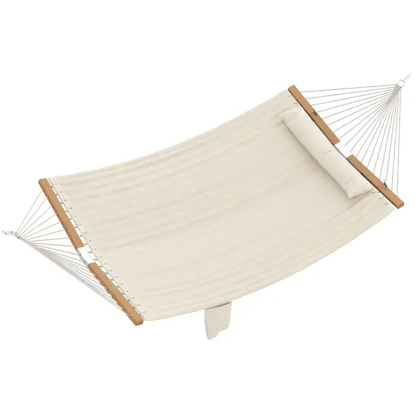 Outsunny Hamac Exterior pentru 2 Persoane, Pernă Căptușită, Capacitate 200 kg, Crem | Aosom Romania