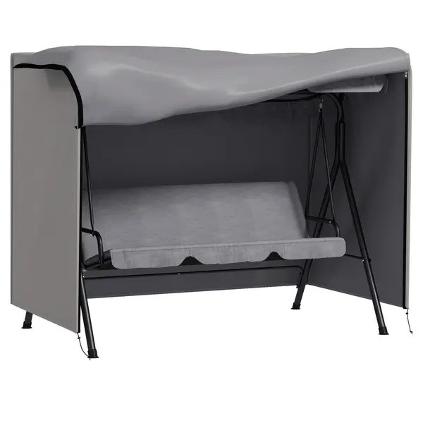 Outsunny Husă de Protecție balansoar de Grădină 3 Locuri pânză impermeabilă dim. 2,05L x 1,24l x 1,64H m Poliester Gri | Aosom Romania