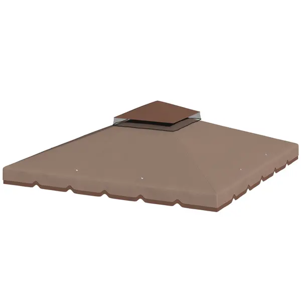 Outsunny Husă de Rezervă pentru Foișor 3x3 m din Grădină, Acoperiș Dublu Rezistent la Apă din Poliester 180g/㎡ Anti-UV 30+ cu 8 Găuri de Drenaj, Cașmir | Aosom Romania