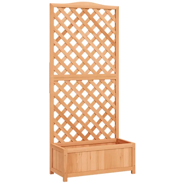 Outsunny Jardinieră cu Grilaj pentru Plante Cățărătoare și Bază Spațioasă, 76x36x170 cm, Maro | Aosom Romania