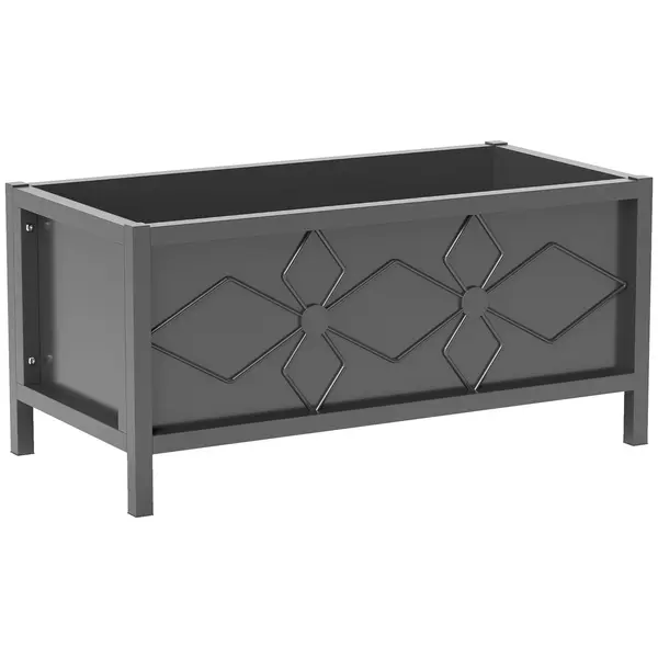 Outsunny Jardinieră exterioară jardinieră înălțată galvanizată cu margine de siguranță dreptunghiulară 80 x 40 x 38 cm negru | Aosom Romania