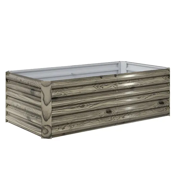 Outsunny Jardinieră mare dreptunghiulară din oțel galvanizat pentru terasă cu bază deschisă 180x90x57,5 cm Natural | Aosom Romania