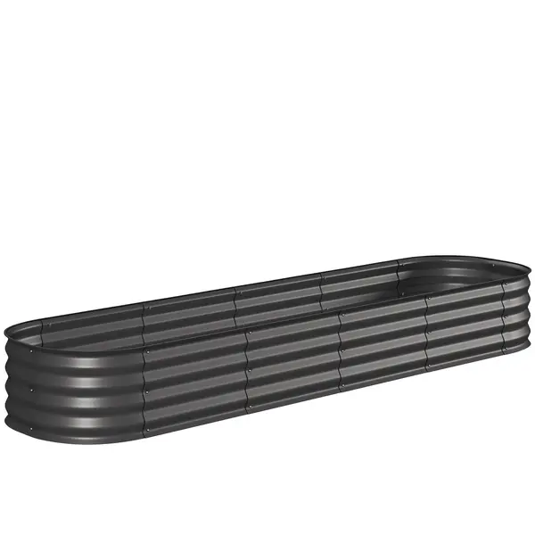 Outsunny Jardinieră pătrată modulabilă din oțel galvanizat pentru legume, plante, flori, 240 x 62 x 30 cm gri închis | Aosom Romania