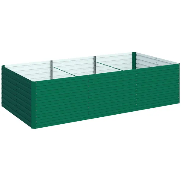 Outsunny Jardinieră ridicată galvanizată dreptunghiulară pentru exterior - fund deschis - 240 x 120 x 60cm, verde | Aosom Romania