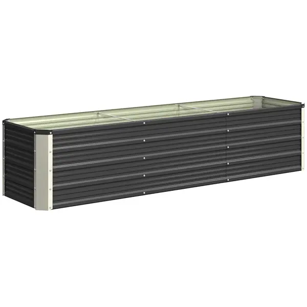 Outsunny Jardiniță înălțată din oțel cu mănuși, pat pătrat pentru grădină pentru flori, ierburi, legume, 183 x 47 x 40 cm, gri | Aosom Romania